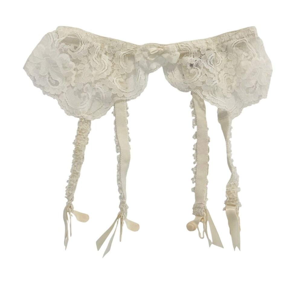 Vintage‎ Ashley Taylor White Lace Garter Belt Coquette Made in USA - Size 0